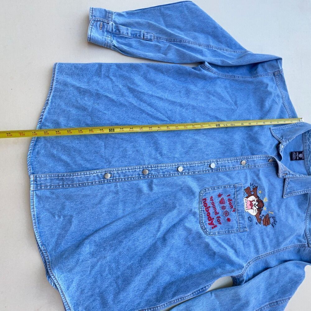 Vintage 90's denim denim shirt Goofy mickey mouse cowboy cartoon casual Sz XL - Picture 7 of 9